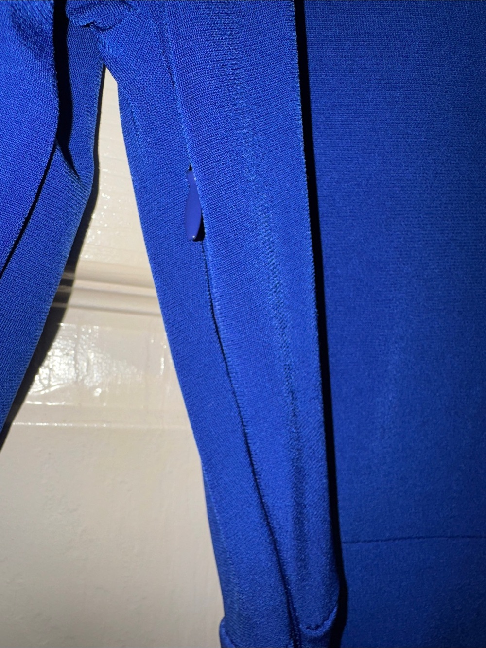 New York & Company Royal Blue Dressy Long Sleeve Jumpsuit Tie Back XS - Picture 5 of 7